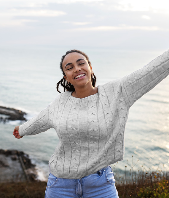 happy woman celebrates sobriety