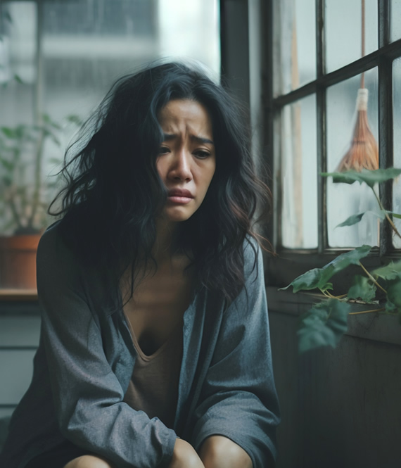 person feels unhappy because of comparing herself to others