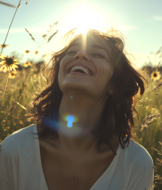 woman laughs at toxic people