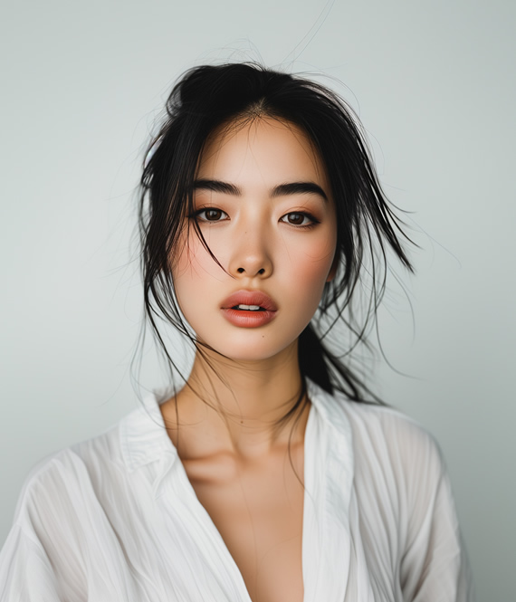 woman with strategically enhanced face features