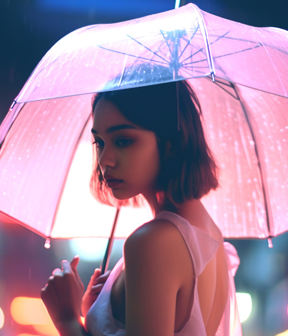 young person with seasonal blues in rain