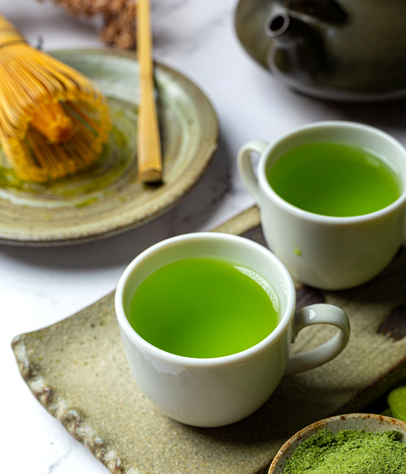 green tea matcha in cups