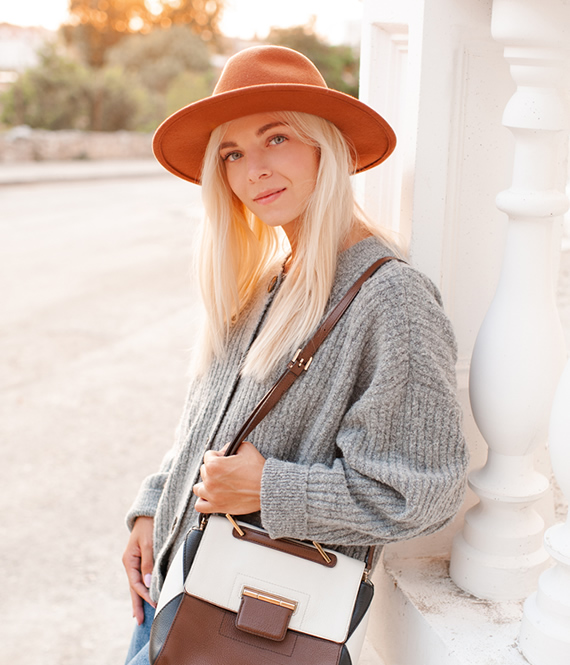 woman with felt hat