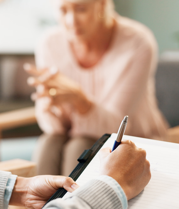 person receives talk therapy