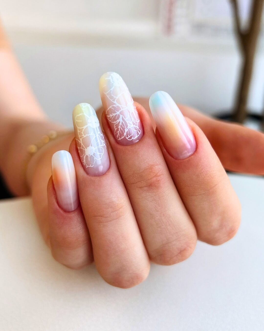 Spring nail design with pastel colors