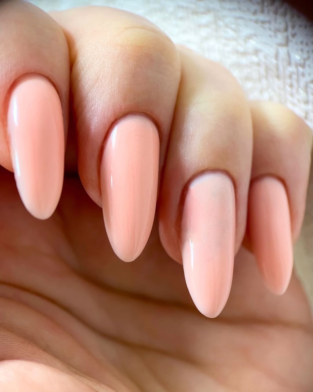 Milky coral spring nails design