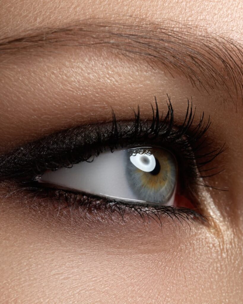 Pencil eyeliner on lower lid