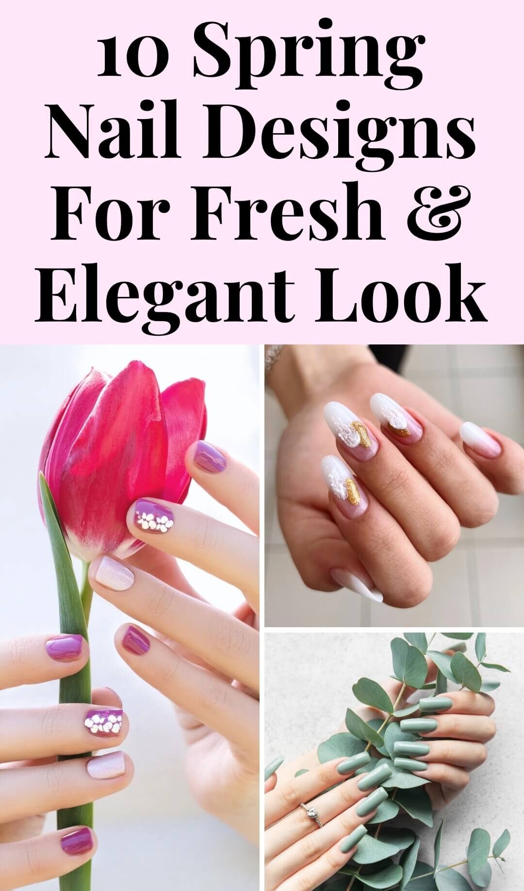 Pastel colored, petal and sage spring nails