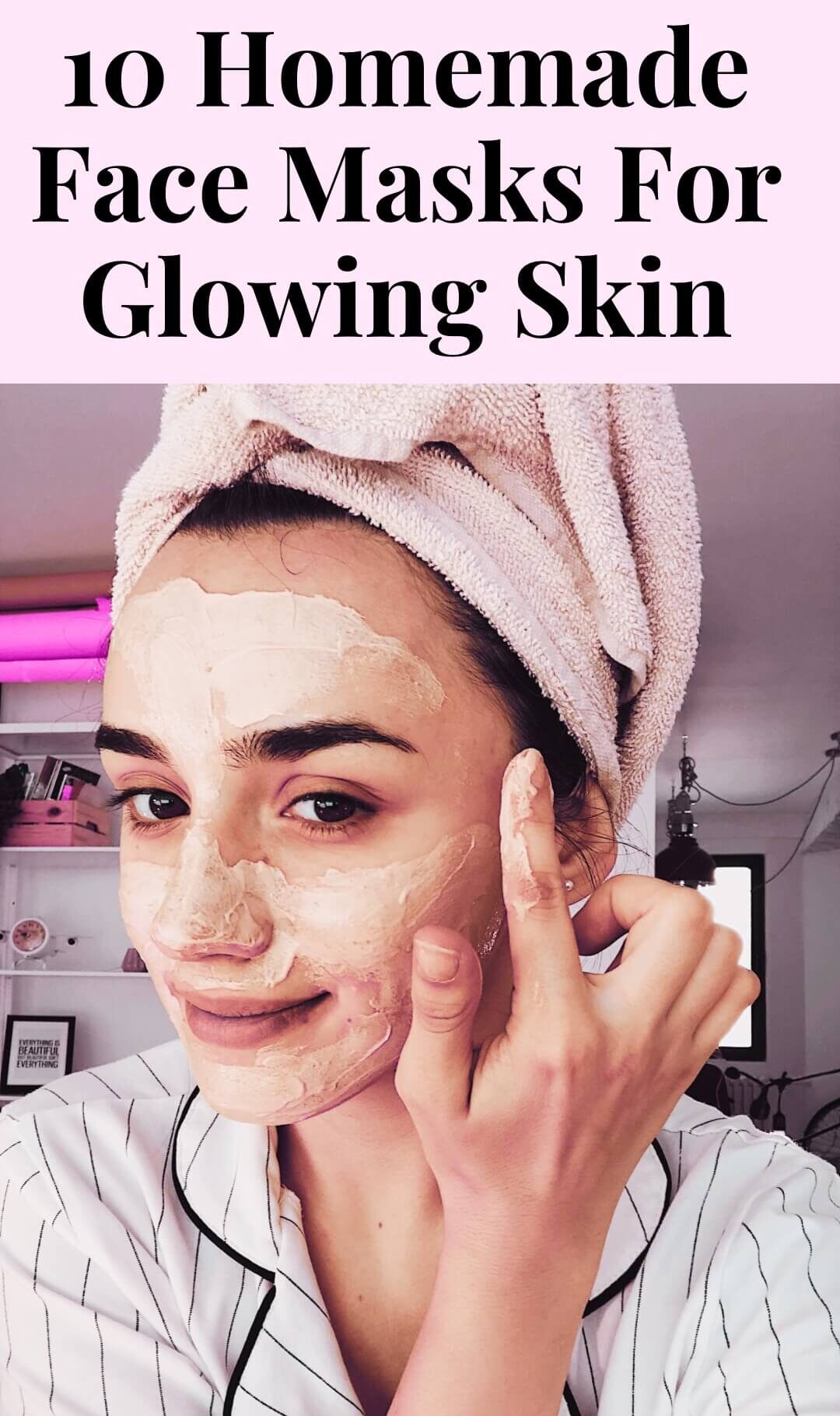 Woman demonstrates how to make a face mask at home