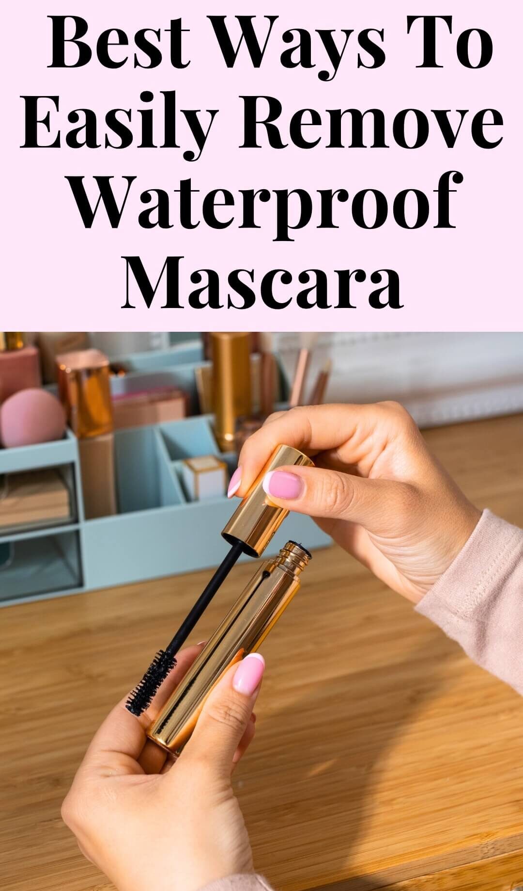 Woman holds waterproof mascara in her hands